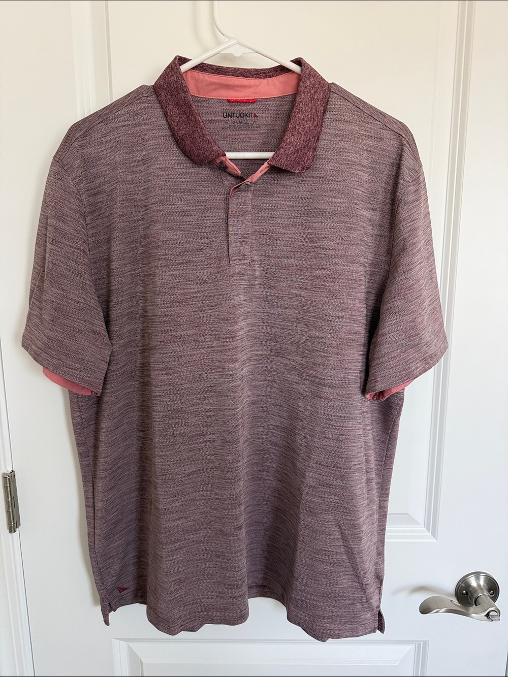 UNTUCKit Men’s Heathered Mauve Polo with Contrast Trim
